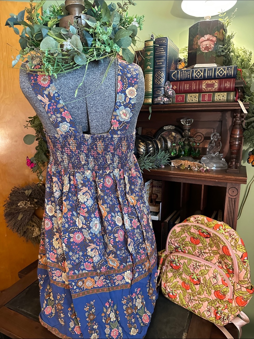 Natural Life Tricia Blue Garden Dress Floral Flower Colonial Blockprint M - Picture 8 of 11
